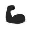 muscle-arm-icon-emoji-strong-bicep-emoticon-strength-hand-power-protein-man-flex-exercise-gym-health-logo-fitness-243362828